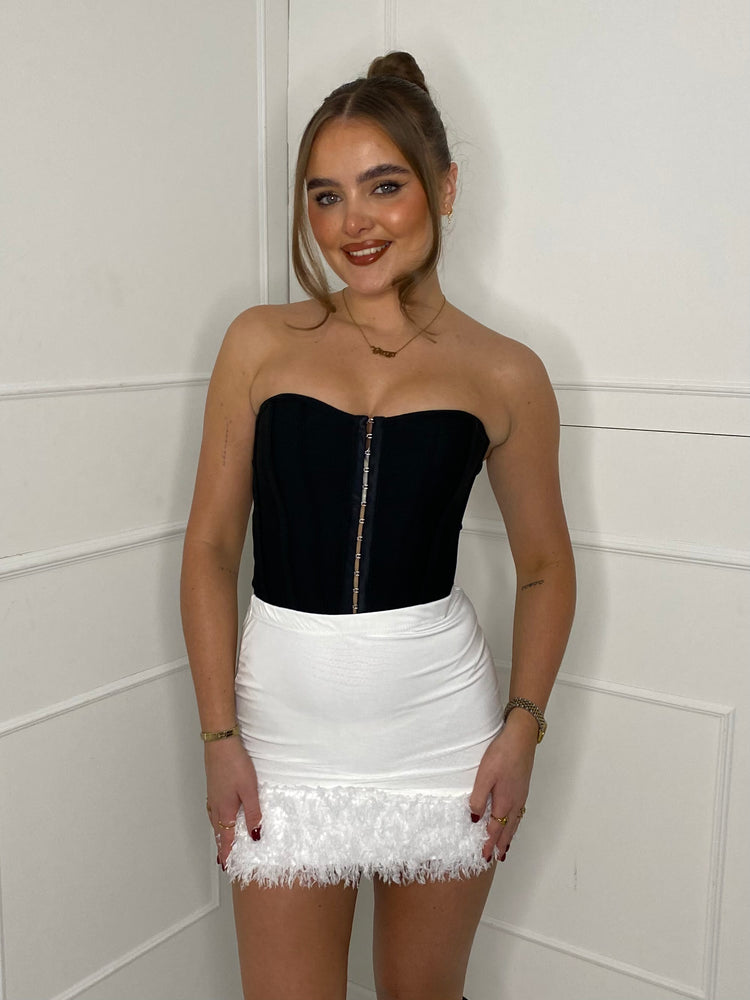 Feather Trim Detail Skirt - White