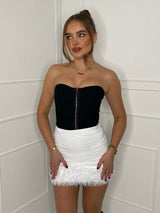 Feather Trim Detail Skirt - White