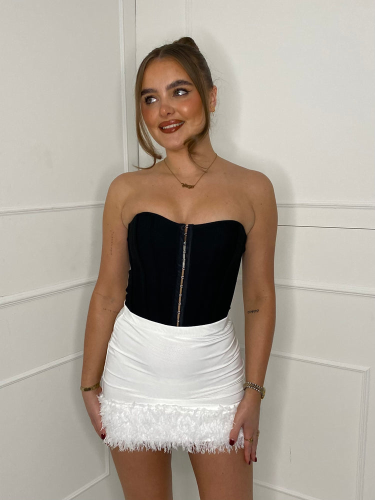 Feather Trim Detail Skirt - White