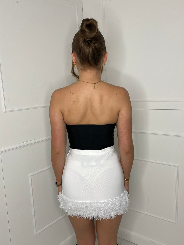 Feather Trim Detail Skirt - White