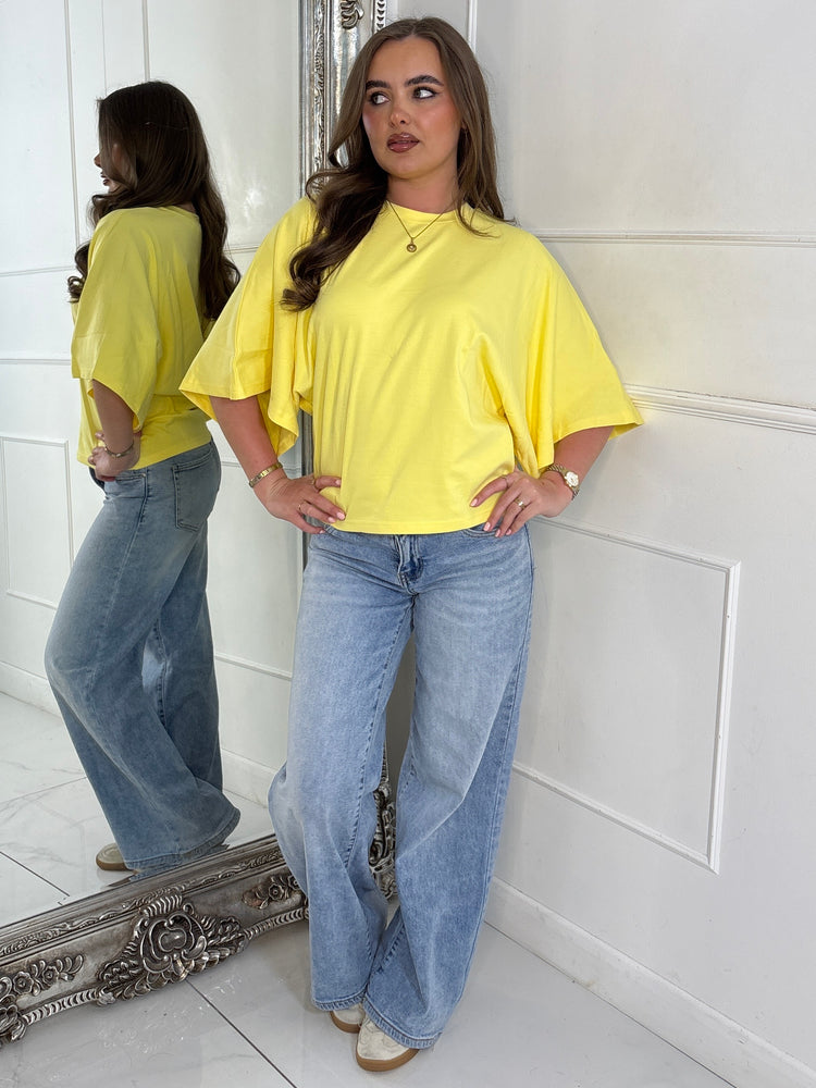 Baggy Oversized Cinch Waist T-Shirt - Yellow