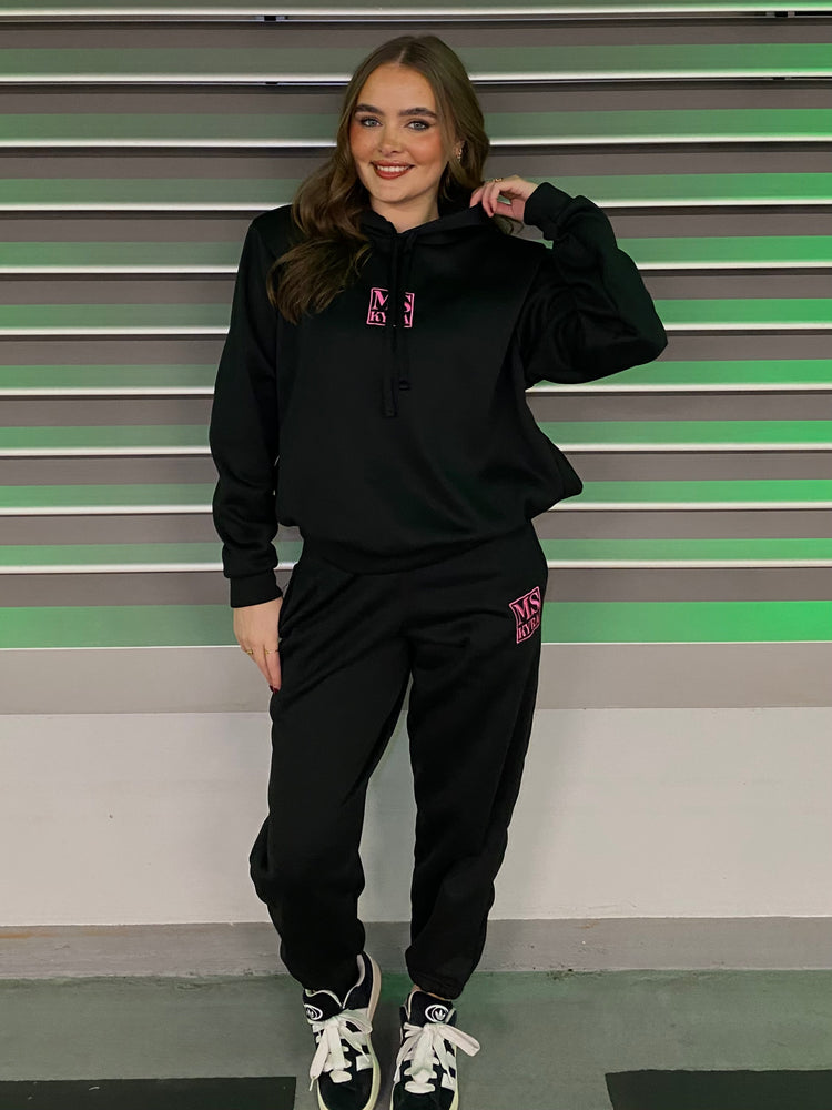Miskyra Embroidered Hoodie & Jogger Set - Black