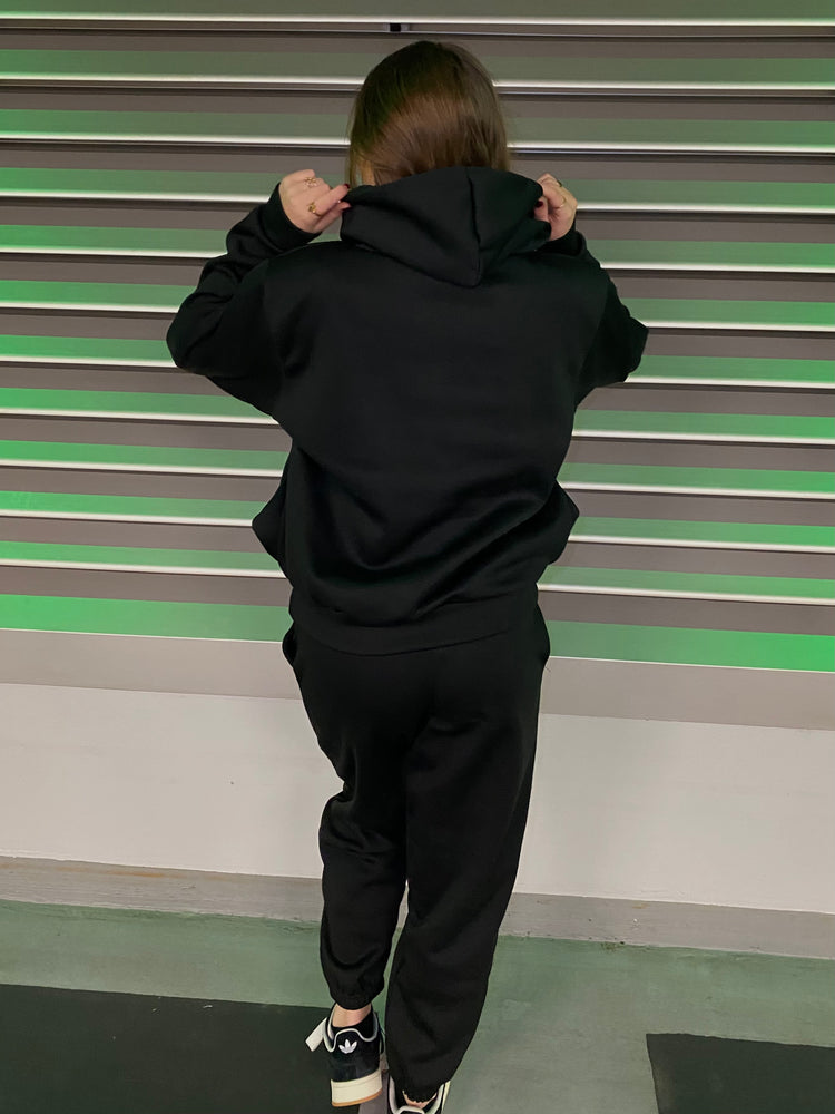 Miskyra Embroidered Hoodie & Jogger Set - Black