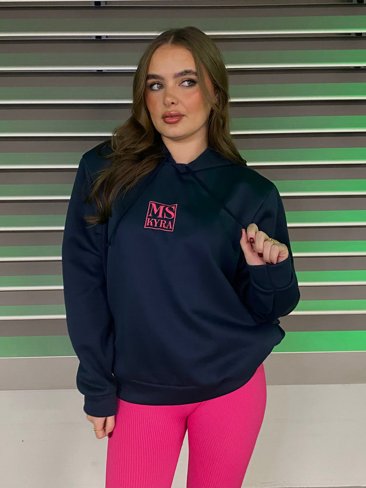 Miskyra Embroidered Hoodie - Navy