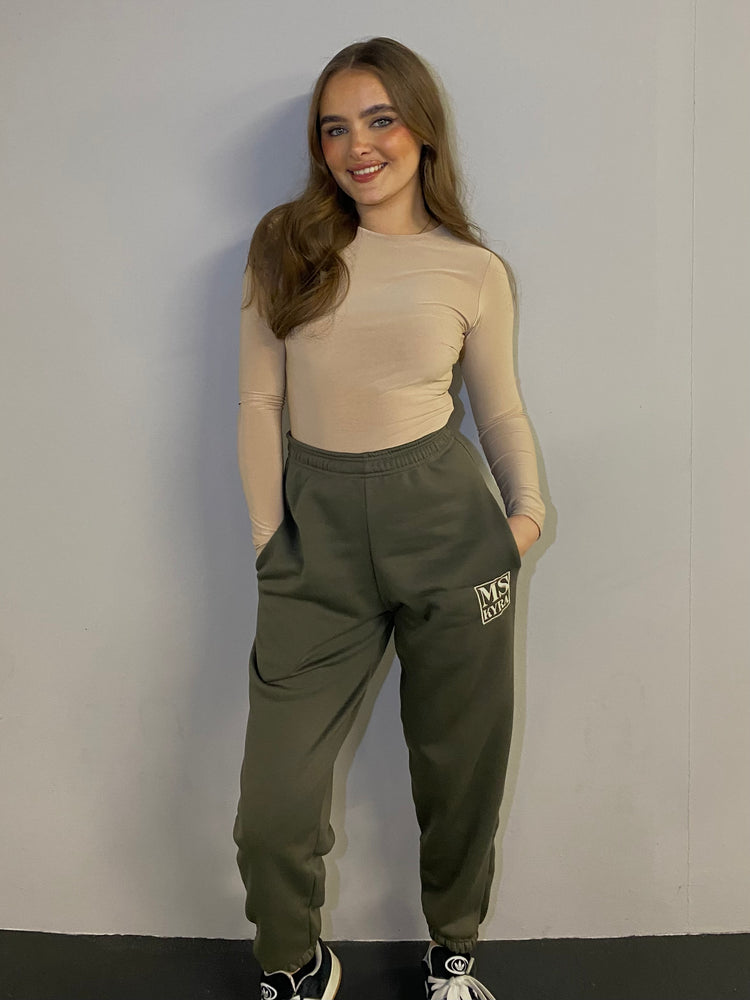 Miskyra Embroidered Joggers - Khaki