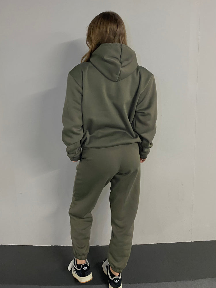 Miskyra Embroidered Hoodie & Jogger Set - Khaki