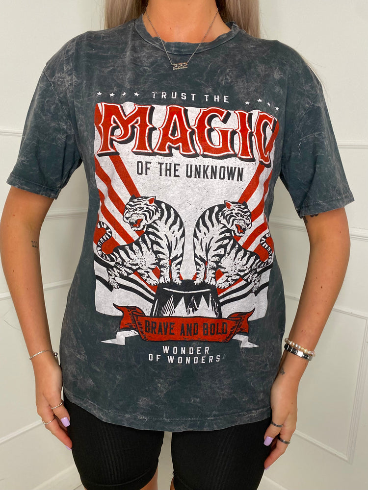Trust The Magic Acid Wash T-Shirt - Grey