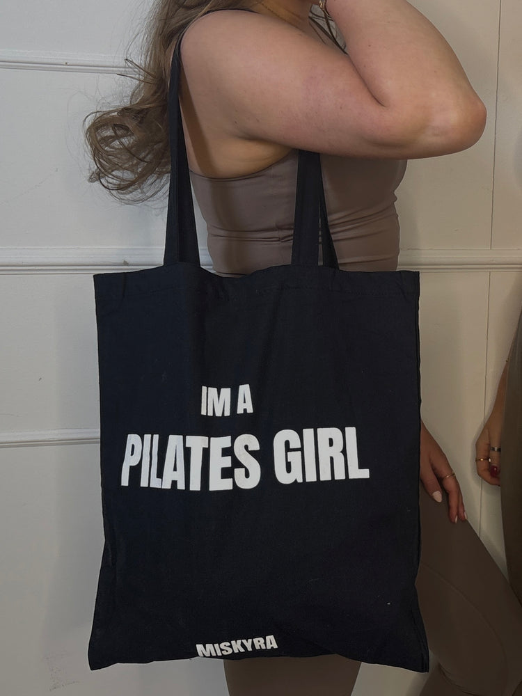 Pilates Girl Canvas Tote Bag - Black