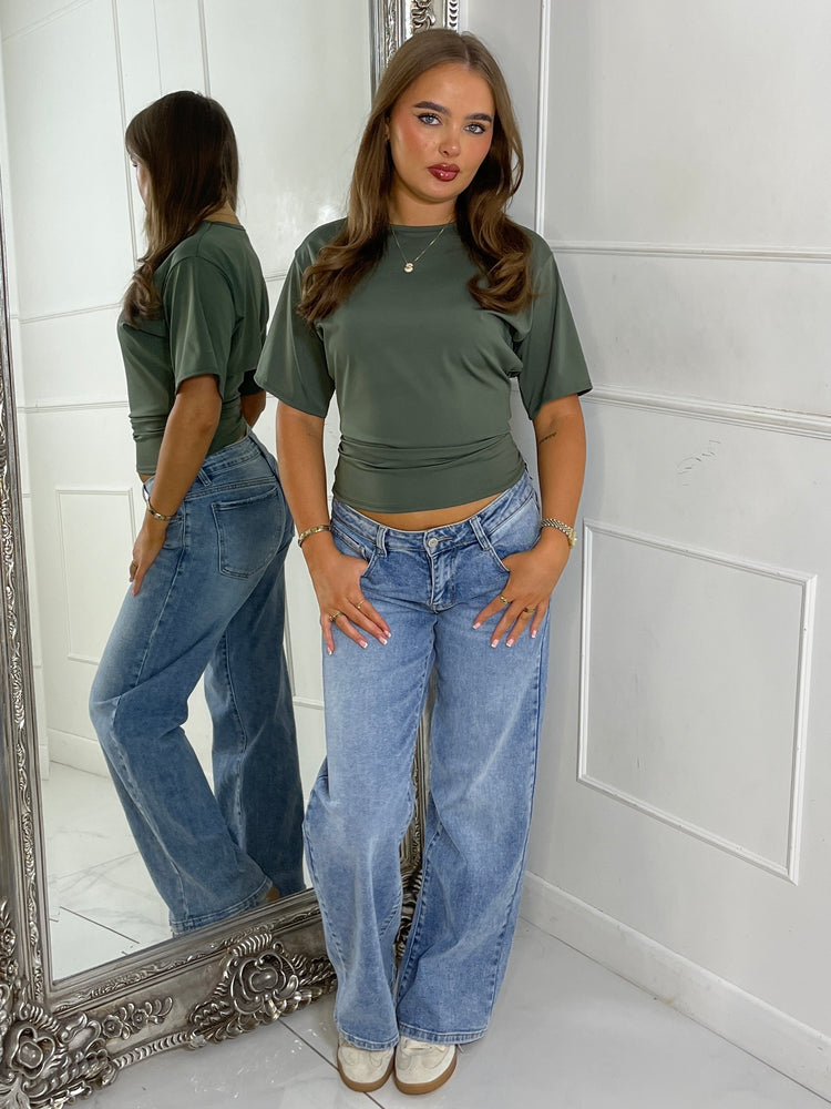 VIRAL Cinch Waist T-Shirt - Khaki