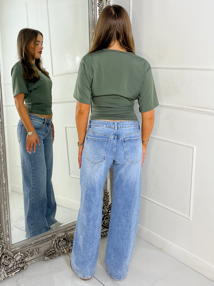 VIRAL Cinch Waist T-Shirt - Khaki