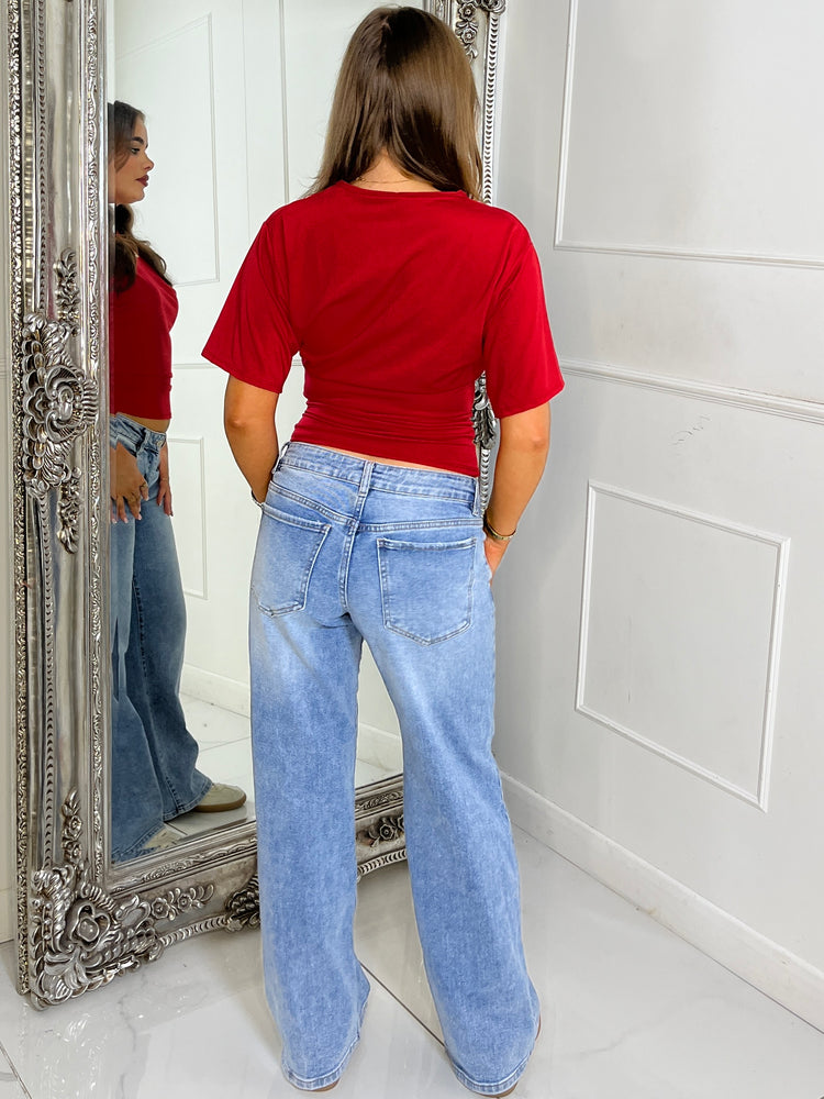 VIRAL Cinch Waist T-Shirt - Red