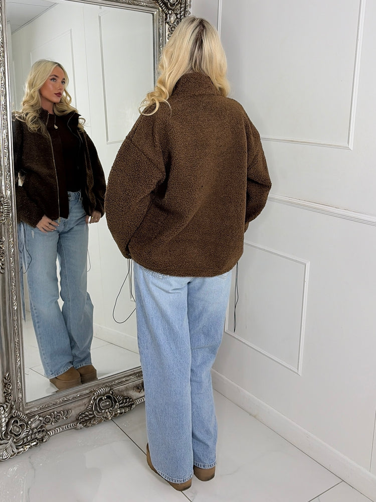 Teddy Zip Up Fleece Jacket - Brown
