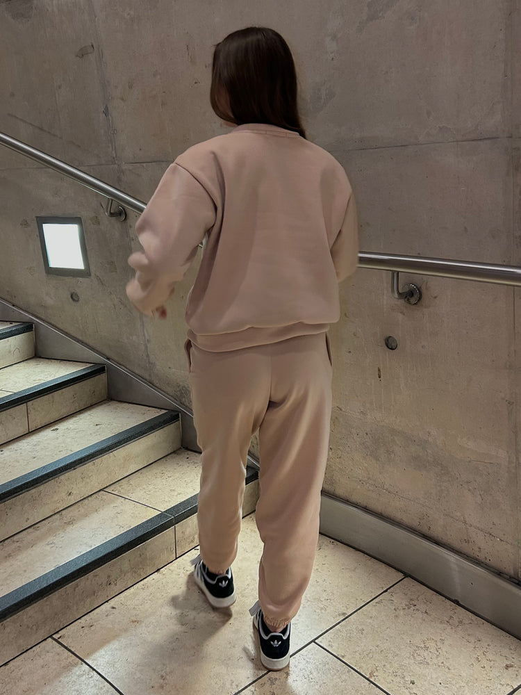 Miskyra Embroidered Sweatshirt & Jogger Set - Stone