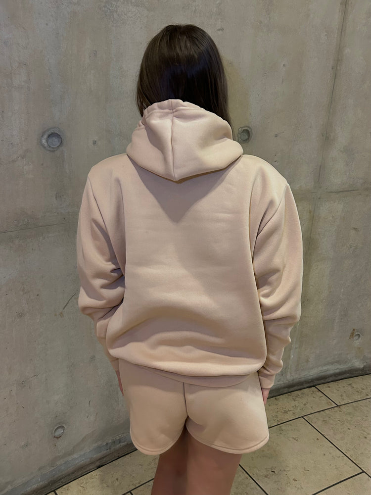 Miskyra Embroidered Hoodie & Shorts Set - Stone