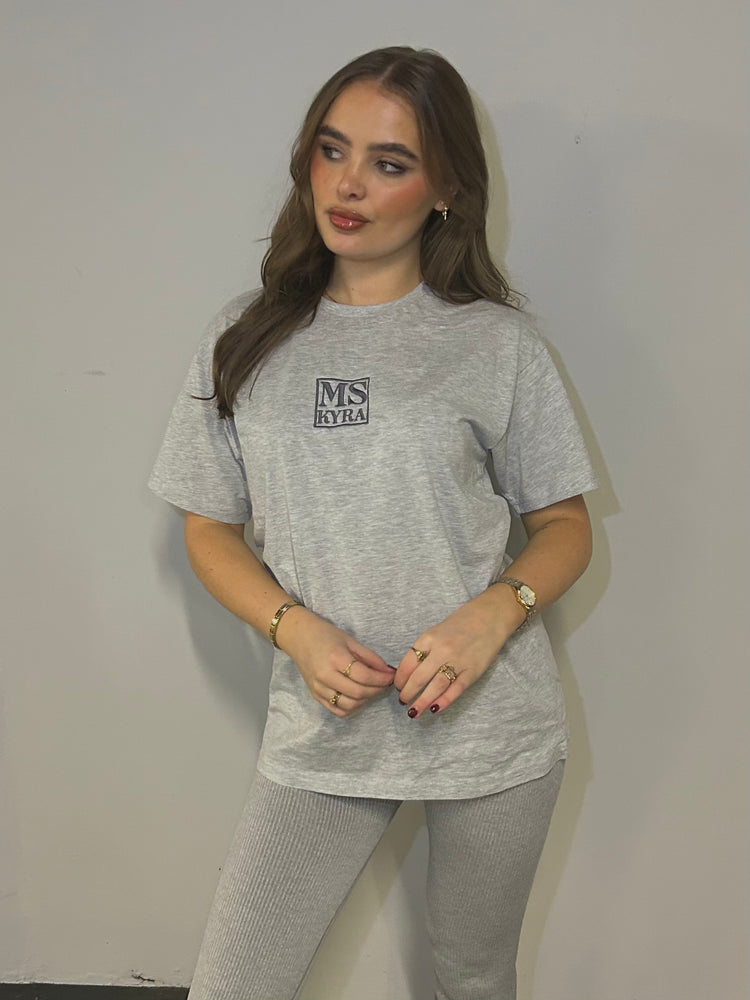 Miskyra Embroidered T-Shirt - Grey