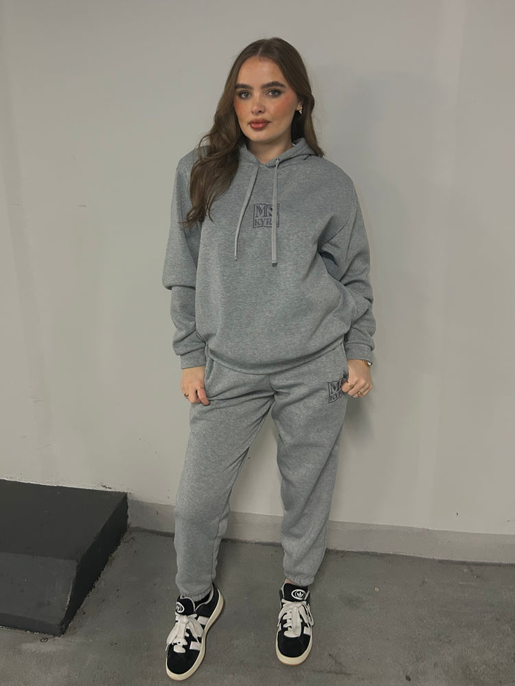 Miskyra Embroidered Hoodie & Jogger Set - Grey