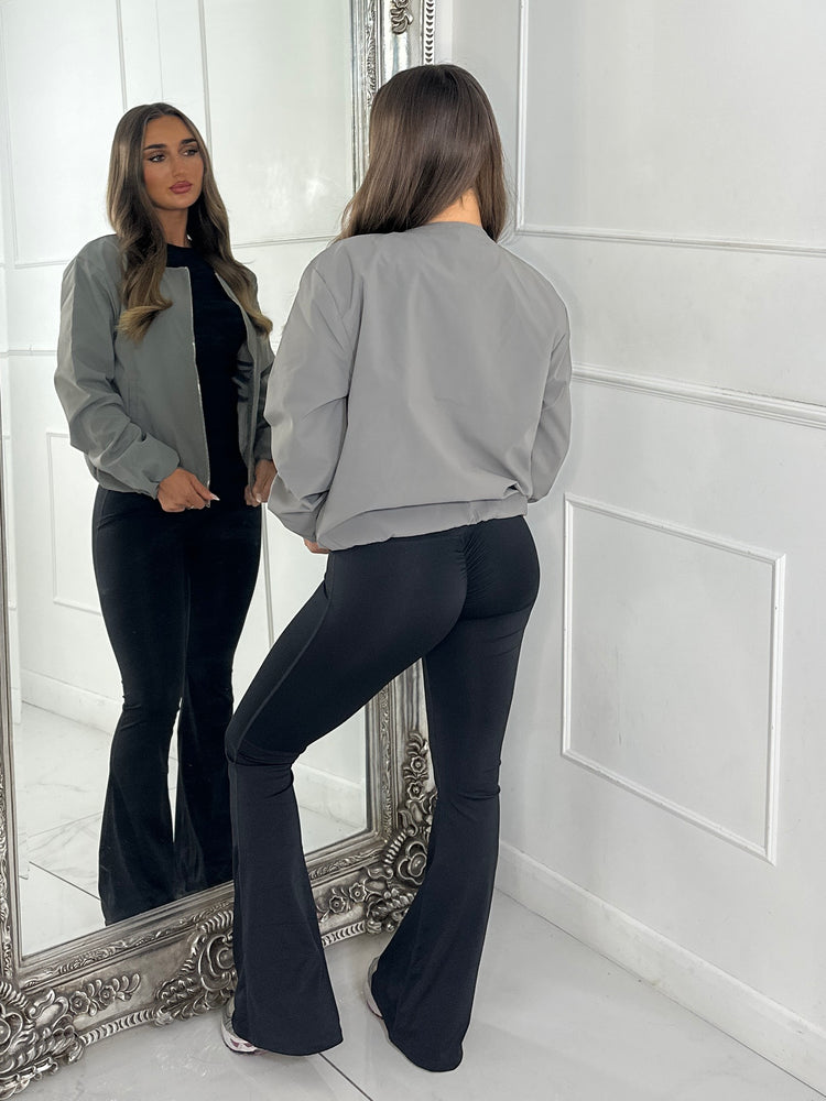 Puff Sleeve Windbreaker Jacket - Olive Green