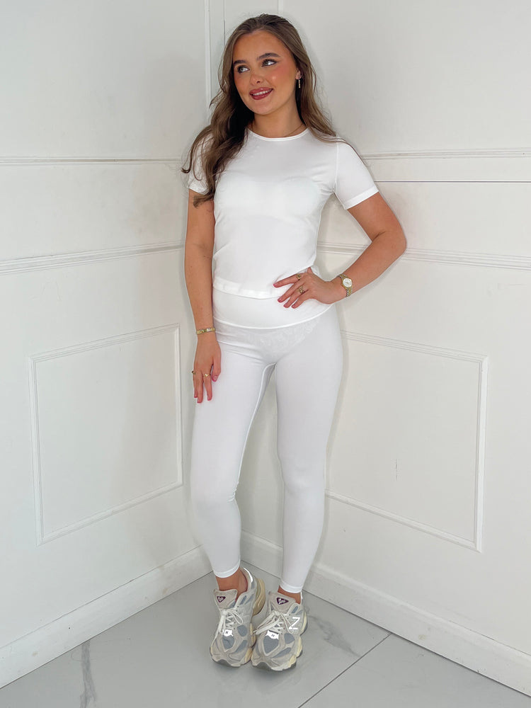Sculpt Short Sleeve Top & Leggings - White