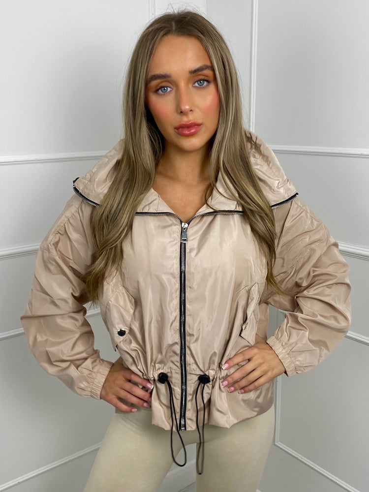 Frill Detail Pull In Wind Jacket - Beige