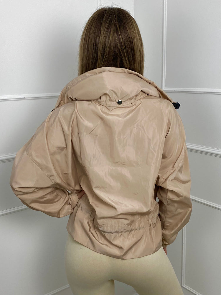 Frill Detail Pull In Wind Jacket - Beige