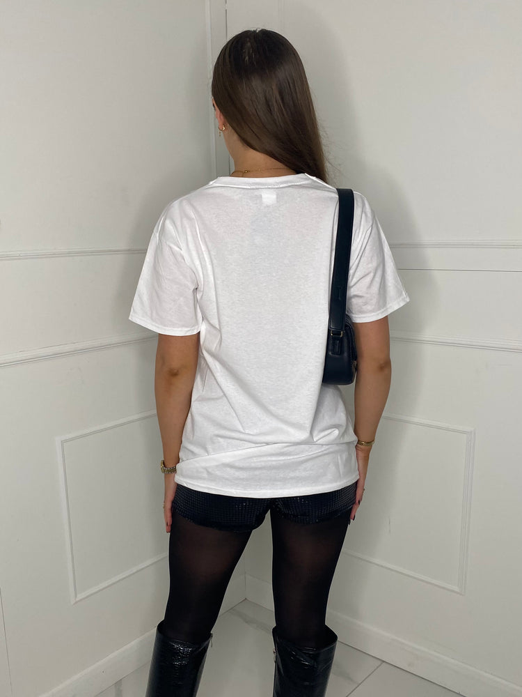 Double Teddy Chain Print T-Shirt - White