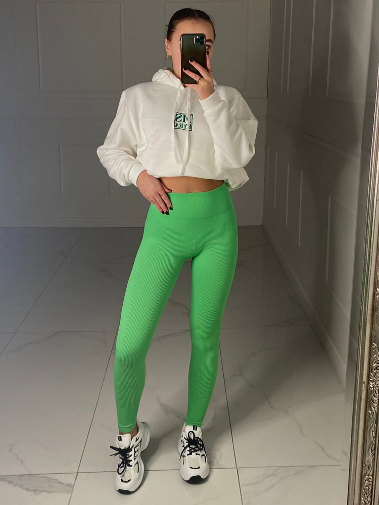 Seamless Ribbed Leggings - Green