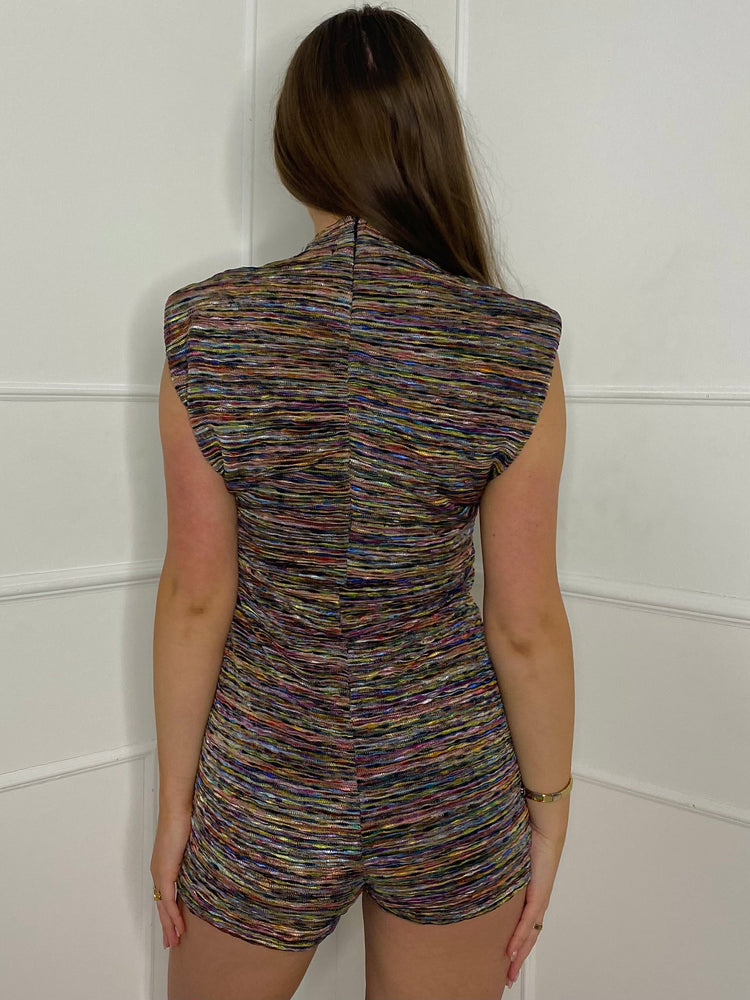 Crochet Effect Playsuit - Multi