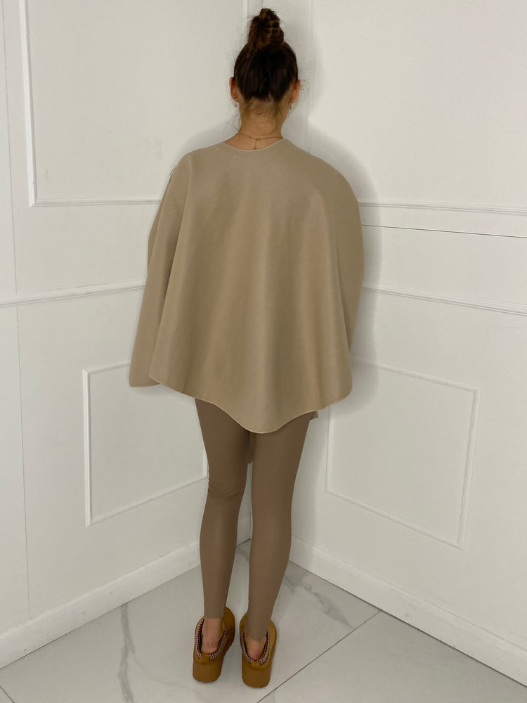 Drape Knot Detail Poncho - Cream