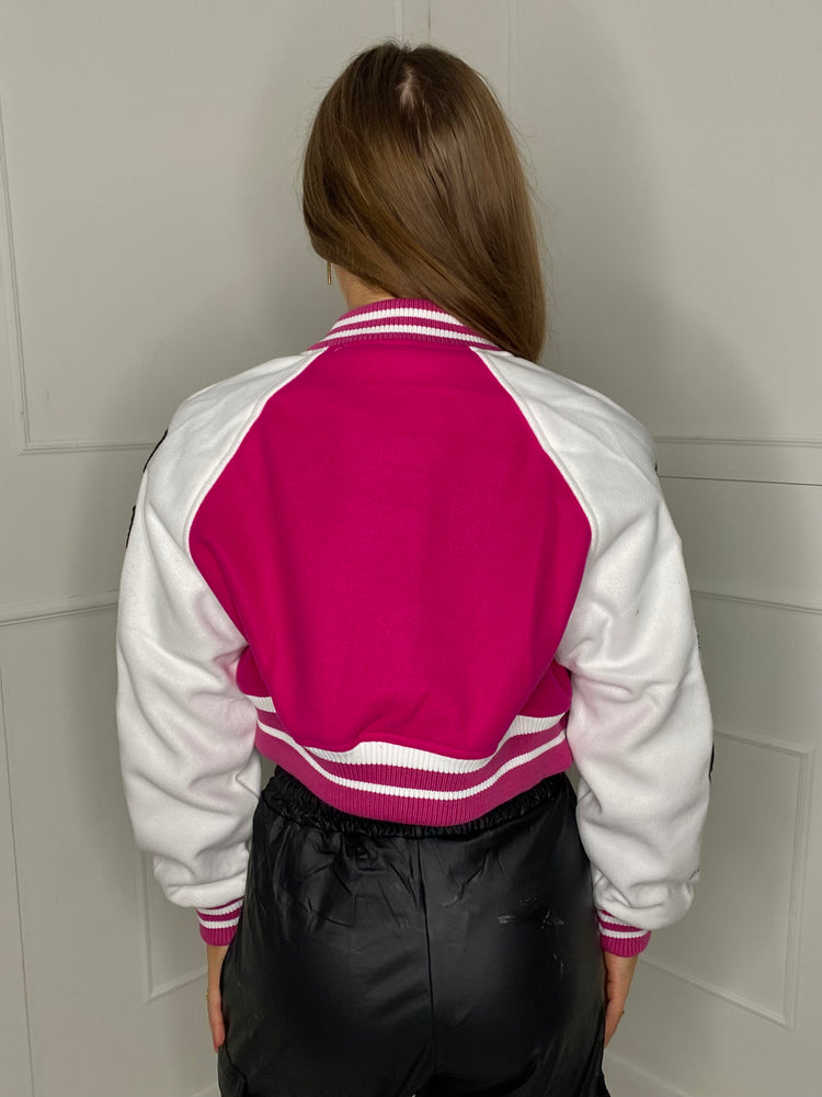 Varsity Jacket - White/Pink