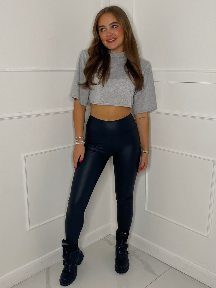 Leather Look Leggings - Black
