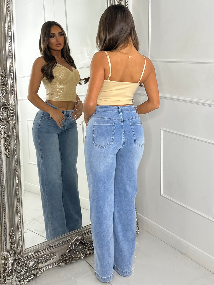 Diamante Lace Detail Cupped Corset Top - Beige
