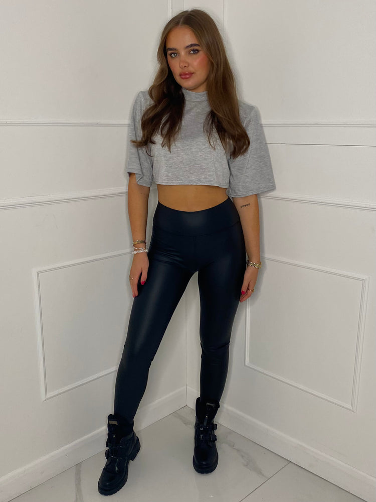 Leather Look Leggings - Black