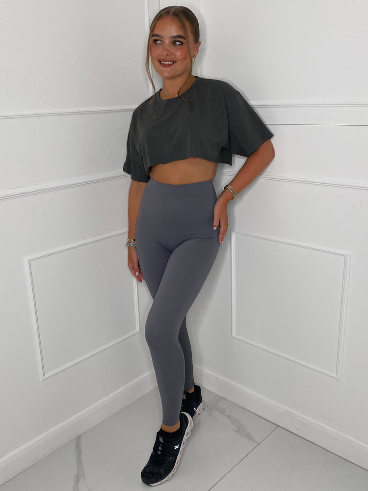 Sculpt Energy High Waist Gym Leggings - Dark Grey