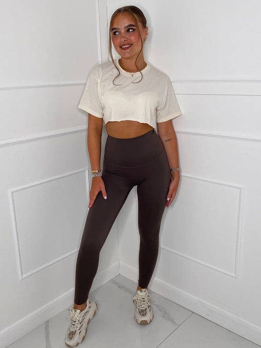 Sculpt Energy High Waist Gym Leggings - Brown