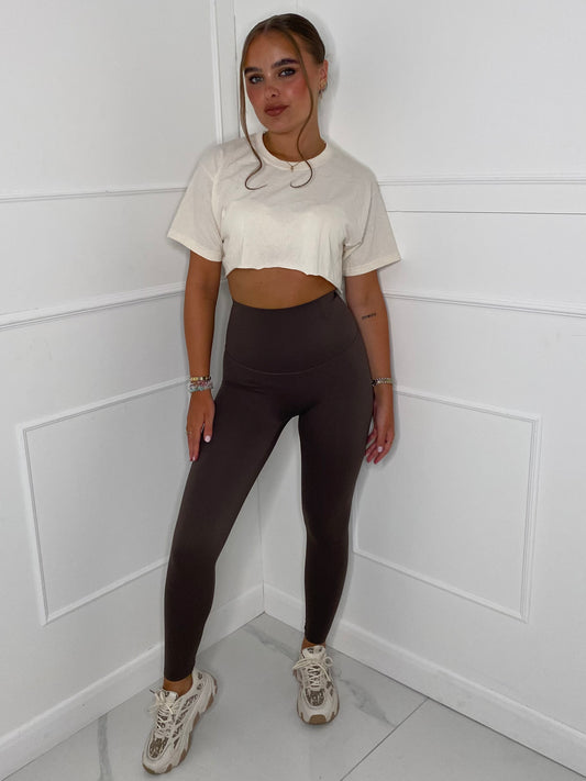 Sculpt Energy High Waist Gym Leggings - Brown