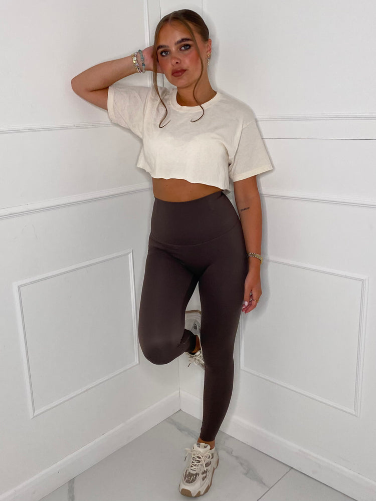 Sculpt Energy High Waist Gym Leggings - Brown