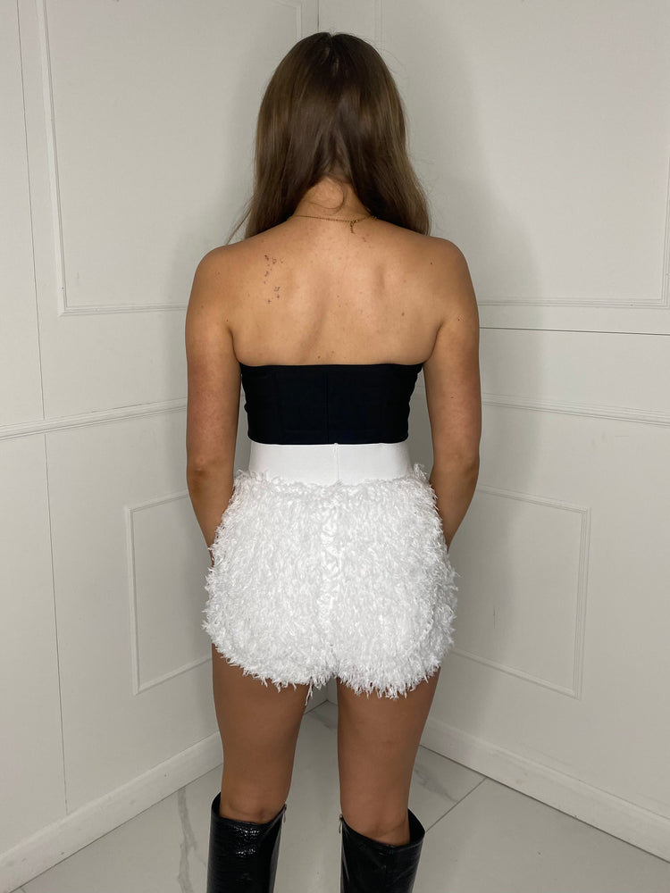 Feather Band Detail Shorts - White