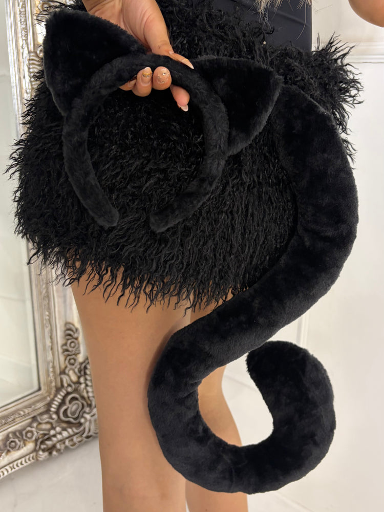 Black Cat Tail & Ears Set
