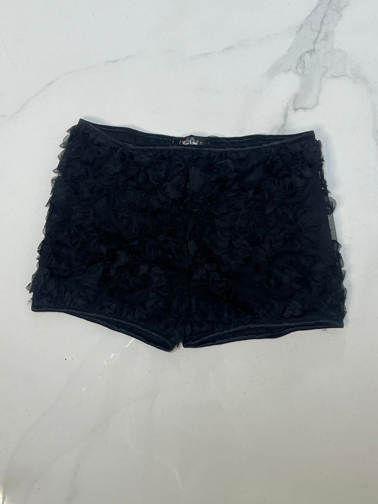 Floral Mesh Low Waisted Shorts - Black