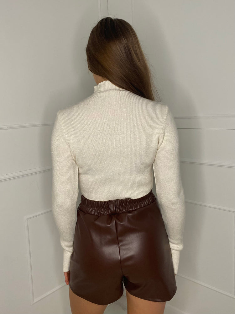 V Shape Front Jumper - Cream