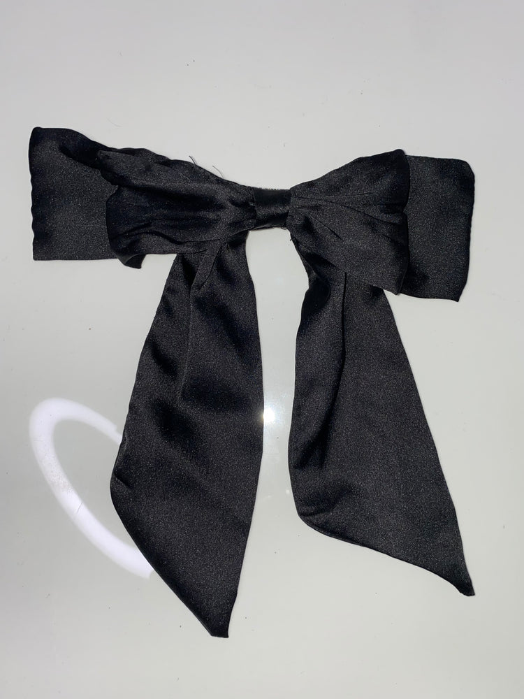 Small Hair Bow - Black Satin