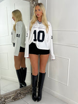 Long Sleeve San Fran 10 Varsity Tee - White