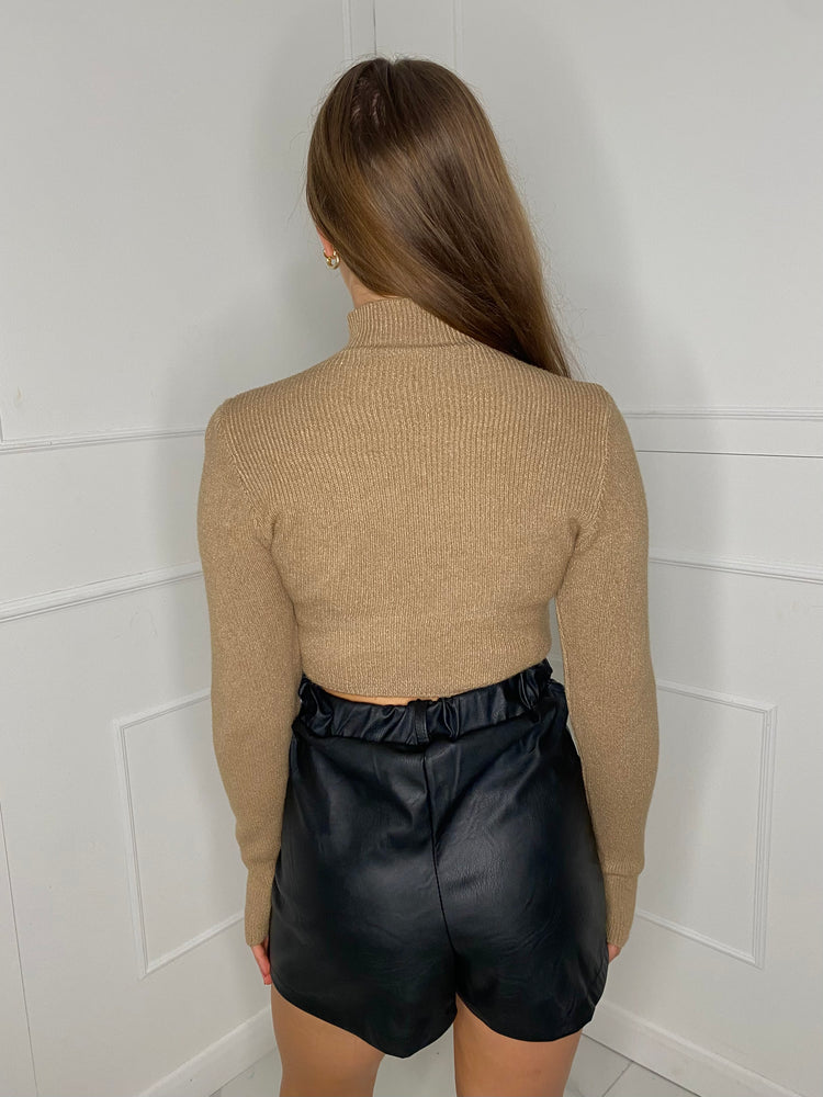 V Shape Front Jumper - Dark Beige
