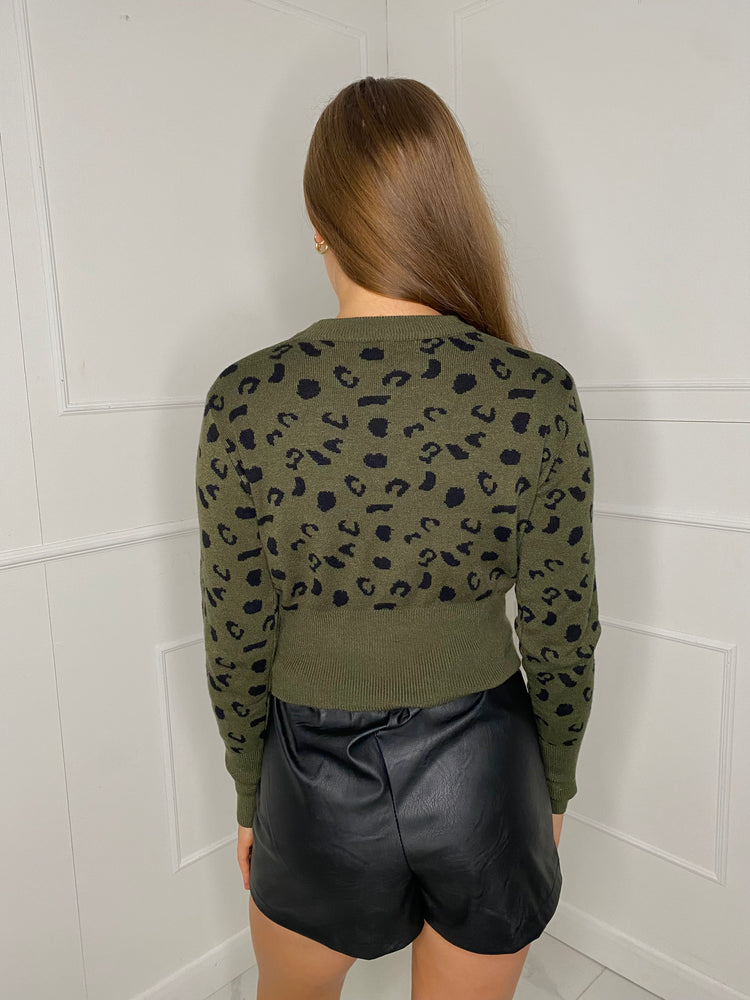 Leopard Knit Jumper - Khaki