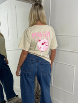 Pink Gin & Tonic Printed Tee - Beige