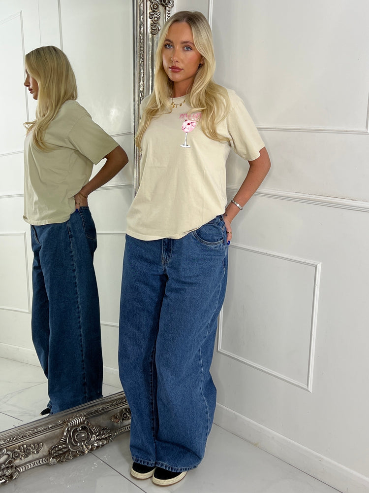 Pink Gin & Tonic Printed Tee - Beige