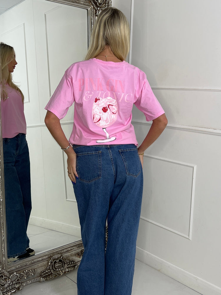 Pink Gin & Tonic Printed Tee - Baby Pink