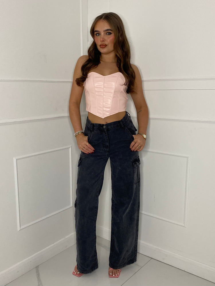PU Corset - Baby Pink