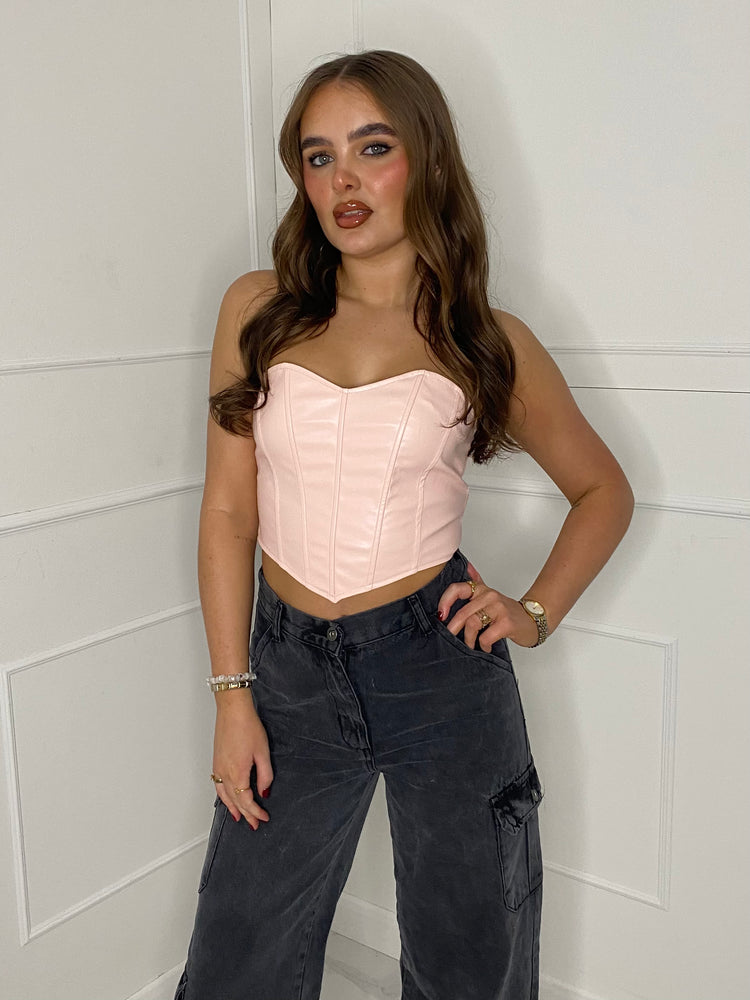 PU Corset - Baby Pink