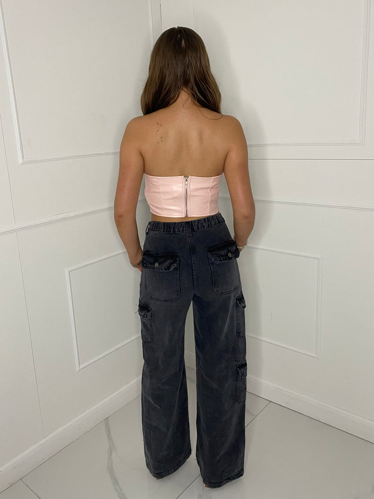 PU Corset - Baby Pink
